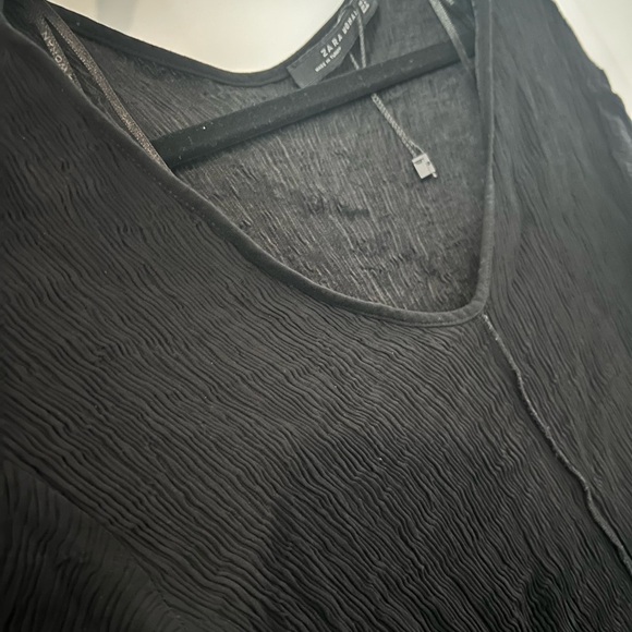 Zara Black V Neck Blouse Size M NWOT - Picture 6 of 11